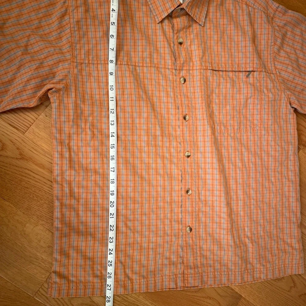 The North Face Men’s Orange Plaid Mesh Vented Hiking Button Down Shirt M